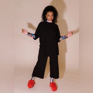 Dressed in LALA Lex Ribbed Playsuit Black